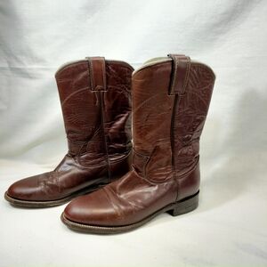 Justin Brown Leather Roper Cowboy/Western Boots, Youth 5/women's 6